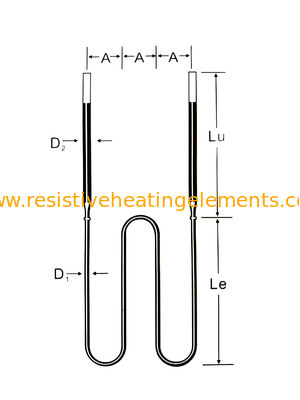 W รูปแบบ MoSi2 เอกสารความร้อน 220V 380V Moly Disilicide สําหรับเตาสูบ